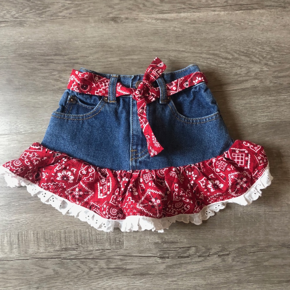 Kiddie Koral Girl's Bandana Print Ruffle Skirt